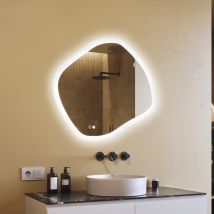 Artforma - Espejo De Baño Con Iluminación, 104x94, Interruptor Táctil, Antivaho , Led Dual, Espejo Ovalado
