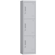 Armoire De Bureau En Acier A 3 Portes Independantes Avec Serrure Et 2 Cles 45x38x180 Cm Gris Clair