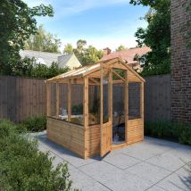 Waltons - 6 X 6 Feet Traditional Greenhouse - Timber - L182.4 X W201 X H205.9 Cm - Brown