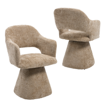 Dayalane Dining Chairs 2pcs In Chenille Chic Swivel Kitchen Chairs With Stylish Elegant Backrest For Living Room Restaurant Cafe, Khaki