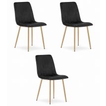 Sillas Valora Jewa Terciopelo Negro Patas Madera Diseño Moderno X3