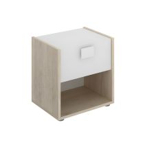 Comodino Con 1 Cassetto E 1 Nicchia - Colore: Naturale E Bianco - Sonia