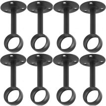 8-piece 2.54 Cm Curtain Rod Ceiling Mount Bracket, Curtain Rod Bracket, Wardrobe Rod End Support Socket With Screws (black)