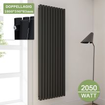 Heizkörper Anthrazit Röhren Paneelheizkorper Vertikal 1800x590mm Doppellagig - Elegant