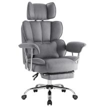 Iwmh Chaise De Bureau À Dossier Grand Avec Coussin Lombaire, Chaise De Direction Avec Repose-pieds Extensible Et Accoudoirs, Fauteuil Ergonomique Avec