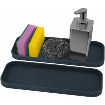 Eliauk - Silicone Sponge Holder Set Of 2 Silicone Sink Organizer Non-slip Soap Holder Kitchen Organization Tray For Soaps, Sponges, Brushes (black)