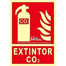 Nm Rd00106 - Segnale Luminescente Estintore Co2 Classe B Pvc 0,7 Mm 21 X 30 Cm Con Cte, Ripci E Adatto Per La Nuova Legislazione