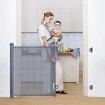 Insma - Ausziehbares Kinderschutzgitter Leicht Schließendes Treppenschutzgitter H.84 X B.140 Cm Max. Grau Fantablau