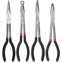 Cisea – Set di 4 pinze a becchi lunghi 11" – Pinze a 45°, 90°, diritte e circolari – Acciaio al carbonio, manico ergonomico