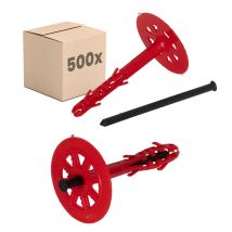 Protektor Chevilles Pour Isolation Standard - 500 Pièces Ø10x140mm Avec Clou Plastique Pour Ite
