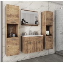 Piaski - Conjunto De Muebles De Baño Montreal Xl, Juego De Muebles De Baño, Lavabo Incluido, Color Castaño