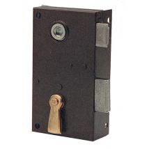 Serratura verticale Bonaiti Art. 185 – 60 mm – Scrocco e catenaccio a 2 mandate – Finitura bronzata – Compatibile con apertura a sinistra