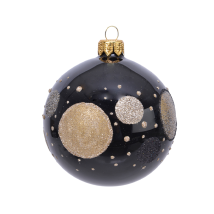 Schwarze Weihnachtskugeln mit Glitzerplaneten Ø8 cm Elegante Dekoration für verschiedene Anlässe