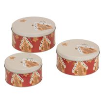 5Five Simply Smart – Keksdosen-Set aus Metall, 3 Stück – Durchmesser 19,5 cm, Höhe 8,6 cm – Weihnachtsdesign