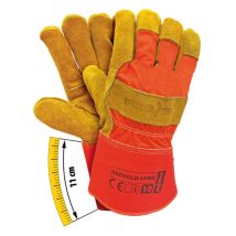 Leder-Arbeitshandschuhe – Fleece gefüttert – Größe 10 – orange/ocker – hohe Abriebfestigkeit – für Bau und Industrie