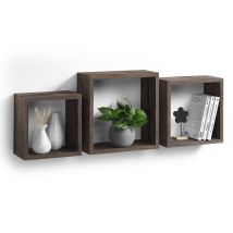 Wandregalset 3er-Set quadratisch – MDF – 23x23x11,8 cm bis 30x30x11,8 cm – einfache Montage – 5 kg Tragfähigkeit – 6 Farben