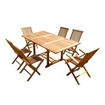 C&l Jardin - Ensemble Salon De Jardin En Teck Aspect Huilé Sidan 4 Chaises 2 Fauteuils Jumak