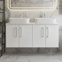 Nuie Arno Wall Hung 4-door Vanity Unit With Worktop 1200mm Wide - Gloss White
