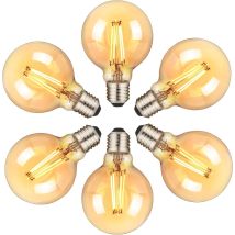 Lampadine Led E27, Confezione Da 6 Lampadine Edison Vintage Da 6w (equivalenti A 60w), 2200k, Filamento Led Bianco Caldo, Lampada Decorativa Retrò Per