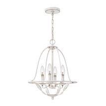 Quoizel - Lampadario Industrial Nordico Bradbury Acciaio Bianco Antico 4 Luci E14