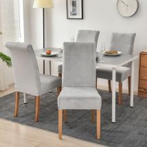 Velvet Chair Cover, Stretch Spandex With Elastic Band, Large Velvet Lady Dining Chair For Restaurant Hotel Party Banquet (light Grey,4 Pack)