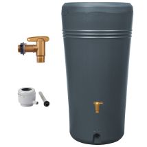 4rain Azura 2in1 Serbatoio Per Pioggia Set Completo 230 Litri Grigio Grafite Incl. Rubinetto In Plastica E Raccordo Pluviale