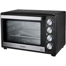 Romo - Four Électrique De Table Convention Et Rôtisserie 45l 2000w. Température Jusqu'à 230oc, Minuterie Avec Arrêt 60 Min, Noir