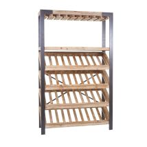 Weinregal Hhg-804, Flaschenregal Flaschenhalter Barschrank Weinständer Für 40 Flaschen, Massivholz Fsc 189x114x39cm
