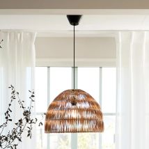 [neuwertig] B-ware Pr Home Hängeleuchte Pendelleuchte Rattan Lace Holz Schwarz Schirm Innenbereich