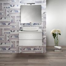 Mobile Bagno 70 Cm Sospeso Bianco 2 Cassetti Per Lavabo Da Appoggio