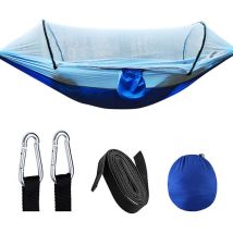 Amaca Da Campeggio Con Rete In Taffetà Di Nylon 210t, Tenda Amaca Ad Apertura Rapida Automatica Per Esterni 260 X 140 Cm, Azzurro