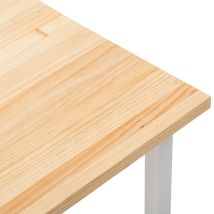 Box Furniture - Mesa Auxiliar Icub Strong Eco 60x60x53 Blanca En Madera Maciza De Pino Acabado Natural Estilo Nórdico Industrial