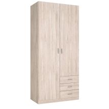 Armario Roma 2 Puertas 3 Cajones Habitación Dormitorio Color Sahara Estilo Moderno Mueble 216x100x53 Cm