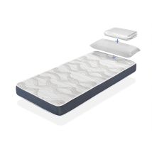 Pack Kindermatratze 80x200 Ergo Konfort Hohe 14 Cm H2 + 1 Memory Foam Kopfkissen + 1 Matratzenschoner