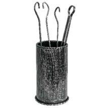 Piantana Camino Kit Cilindro – 4 Attrezzi in Ferro Battuto Verniciato – Altezza 50 cm – Base Cilindro