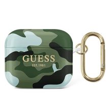 Funda Guess Gua3ucama Para Airpods 3, Color Verde/caqui, Colección Camuflaje.