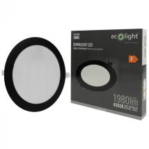 Downlight Encastré Rond Noir 22cm Led 18w 4000k Ecolight