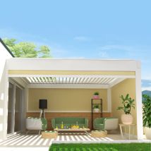 Intersun - Chiusura A Cassonetto Per Pergola Spinelle E Hylia 3,50x2,50 M (motorizzato A Telecomando - Bianco - Beige Chiaro)