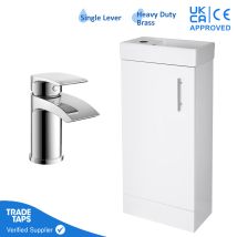 Gravity Bathrooms - 400mm Freestanding Bathroom Vanity Unit With Basin, Chrome Round Tap & Waste