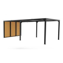 Pergola Bioclimatica In Alluminio 360x600 Grigio Antracite Con Veneziane Simil Legno
