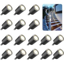 Kit D'Éclairage De Terrasse Led Encastré Avec Étui De Protection Noir Φ32 Mm, Éclairage Paysager Extérieur Led Ip67 Étanche, Basse Tension 12 V