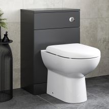 Black Back To Wall Toilet Unit & D Shape Saturn Toilet 500 X 300mm - Alpine