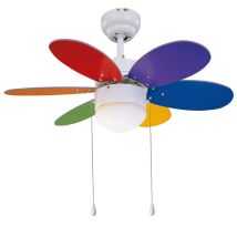 Sulion – Ceiling Fan Rainbow Colour with Light – 76 cm Diameter – 3 Speeds – 220-240 V – 5.2 kg