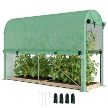 Serre De Jardin Pe, Serre De Balcon, Bâche Renforcée 140 G/m², Châssis En Acier, Porte Zippée Enroulable, Pour Légumes Plantes Fleurs, Intérieur Et 