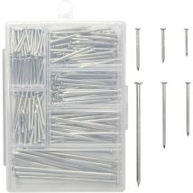 [nunca Utilizado]350 Clavos De Pared, 5 Tamaños De Acero Con Caja De Plástico, Cabeza Avellanada Para Colgar Cuadros Y Trabajar La Madera.