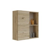Atena Pensile Doppio 2 Ante Con Vani A Giorno, Quercia Naturale, L.71 X P.22 X H71 Cm - Mama Store
