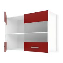 Les Tendances – Módulo alto de cocina 80 cm – Rouge mat – 2 puertas vitradas – Estante interno – Diseño funcional