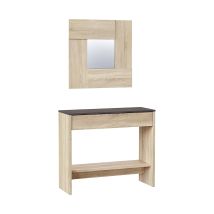 Venditadimobilionline - Möbel Für Den Eingangsbereich Gilbert, Flur Mit Spiegel, Schrank Mit Schublade Und Regal Für Den Eingang, Moderne Garderobe Im