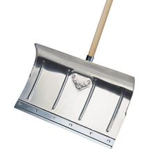 Pala para nieve de aluminio – 500 x 340 mm – Longitud total 1600 mm – Mango de madera de álamo – Diseño desmontable
