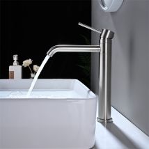 Hoher Waschtisch-mischhahn Badarmatur Für Spüle Oder Waschbecken 360° Schwenkbarer Waschtischhahn Aus Klassischem Gebürstetem Edelstahl - Detbom